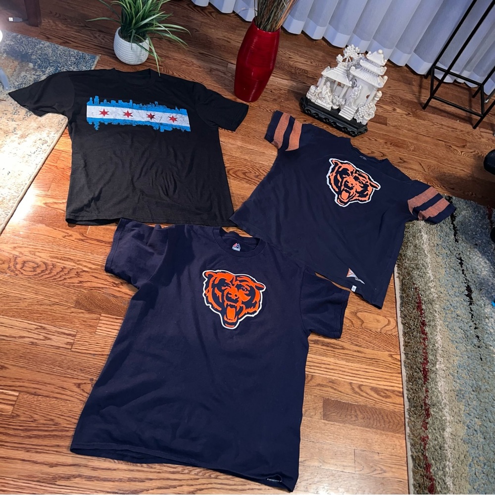 Chicago Pride Bundle of 3 Tee Shirts Size Medium - Da Bears & Chicago Flag ⭐️